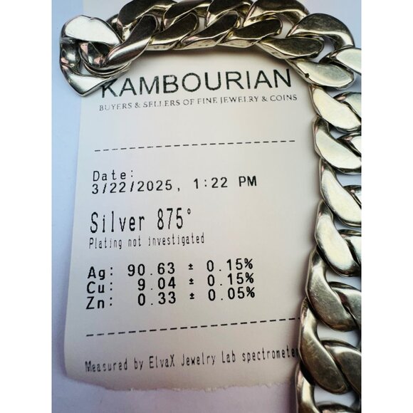 Estate Vintage 875 Silver Heavy 15.8mm Curb Chain Bracelet 71.7g 7” Toggle Clasp - Picture 9 of 10